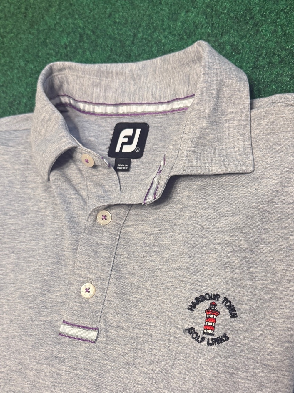 FootJoy Light Gray Polo with Harbour Town Golf Links Logo Embroidered (Large)